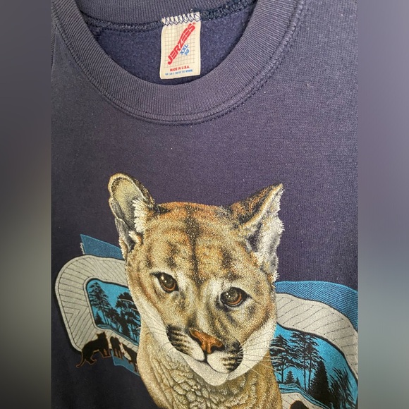 Vintage 90s Cougar Mountian Lion Crewneck Sweatshirt Jerzees Made In USA XXL - Picture 12 of 14